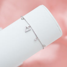 Load image into Gallery viewer, Elegant 925 sterling silver Triangle bracelet with Cubic Zirconia charms