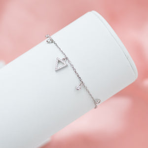 Elegant 925 sterling silver Triangle bracelet with Cubic Zirconia charms