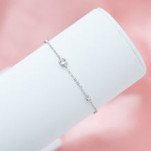 Load image into Gallery viewer, Delicate 925 Sterling silver minimalistic bracelet decorated with Cubic Zirconia stones - Rhodium platedDelicate silver minimalistic bracelet decorated with Cubic Zirconia stones - Rhodium plated