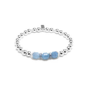 Dazzling natural Aquamarine silver bracelet with Cubic Zirconia stones