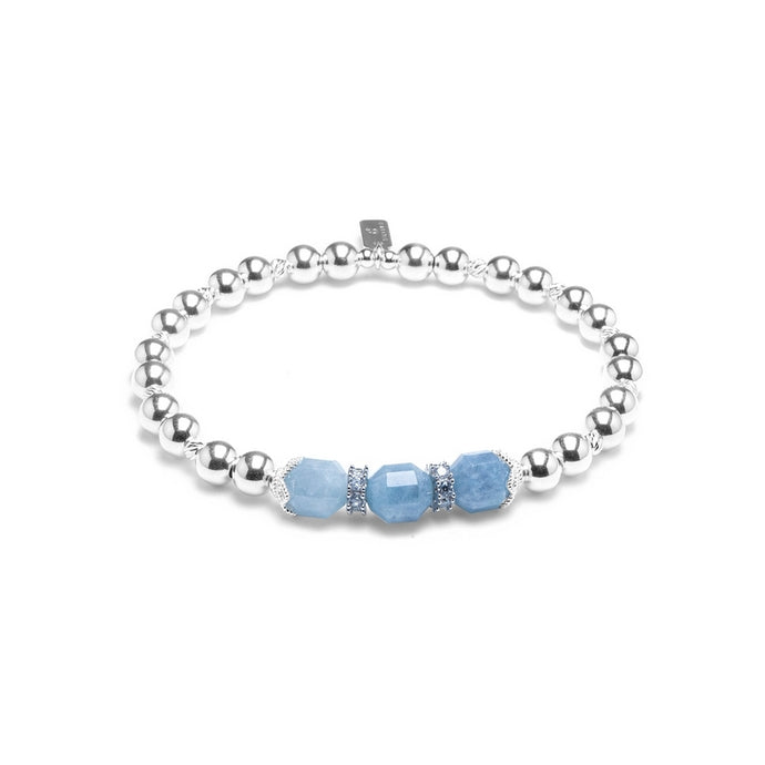 Natural Aquamarine 8 mm Round Bead Crystal Stone Bracelets