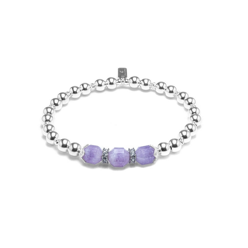 Dazzling natural Amethyst silver bracelet with Cubic Zirconia stones