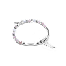 Load image into Gallery viewer, Angel wing stacking bracelet with luxury Pink Opal gemstone