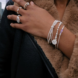 Cappadocia Balloon sky silver bracelet stack with Amethyst gemstone