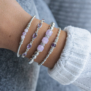 Elegantly feminine lavender Amethyst silver bracelet with multicut silver beads