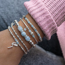 Load image into Gallery viewer, Magical Fairy silver stacking bracelet with Aquamarine gemstone