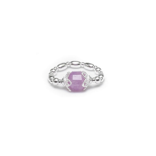 Aurora stacking ring with Amethyst gemstone