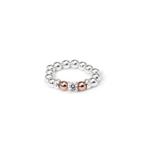 Load image into Gallery viewer, Rosie stacking ring with Rose Gold filled beads and Cubic Zirconia stone