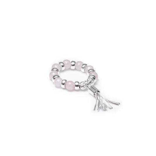 Dazzling Rose Quartz tassel stacking ring